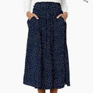 NWT! Navy Polka Dot Midi Skirt